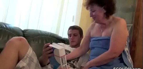  Grandma Seduce Young Boy To Lost Virgin and Fuck her